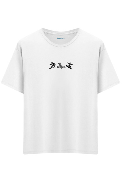 BetterThanCo Rođen da ide na dasku Štampano okrugla kragna Oversize kroj T-shirt