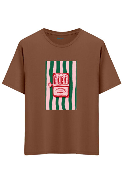 BetterThanCo Σαρδέλες με τύπωμα Bisiklet Yaka oversized Μπλουζάκι