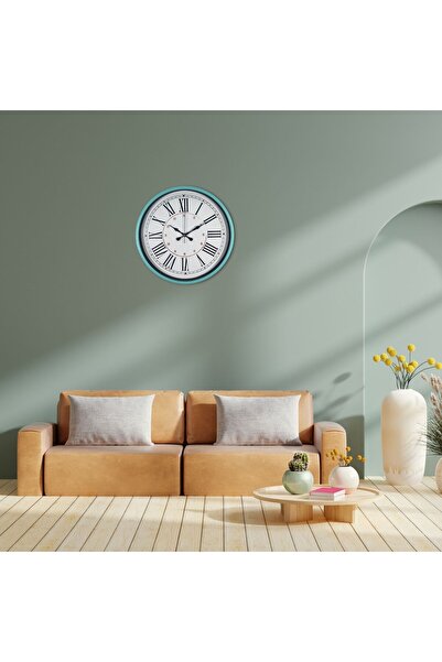Lunaev ساعة حائط مزخرفة باللون الفيروزي مقاس 36 سم