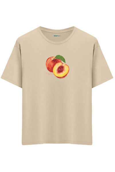 BetterThanCo Piersică cu imprimeu guler rotund supradimensionat tricou