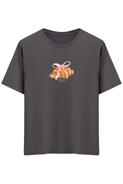 BetterThanCo Croissant Printed Crew Neck Oversized T-Shirt