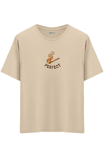 BetterThanCo Τέλειο! με τύπωμα Μπλουζάκι με λαιμόκοψη ποδηλάτου oversized