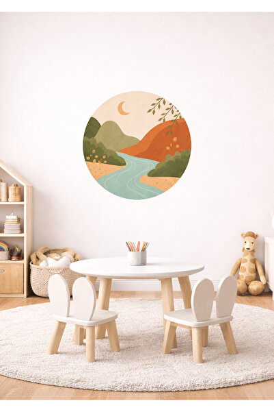 Sim Tasarım Set zidnih naljepnica za dečiju sobu sa pejzažom prirode u nježni...