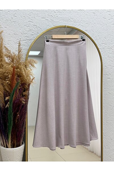 MİHRA STORE Φούστα Fayetta Kloş Daisy-EK716 Μπεζ