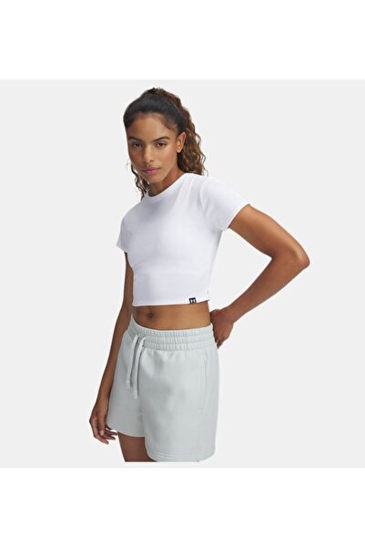 Under Armour Tricou alb cu gât rotund pentru femei Rival Rib Baby