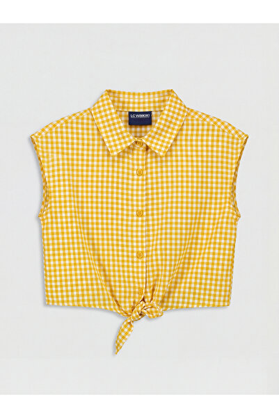 LC Waikiki Πουκάμισο για κορίτσια Καρό καρατίων σε κίτρινο χρώμα από το κατάσ...
