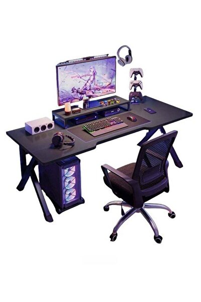 OHAHO طاولة ألعاب على شكل حرف K، طاولة كمبيوتر 140 سم، طاولة كمبيوتر للمنزل و...