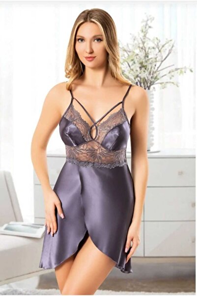 MARİA CALZE Cămașă de noapte din satin cu bretele și șliț pentru femei