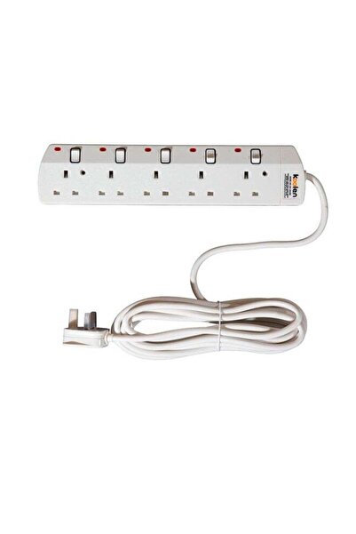 Koolen 5 Ways Power Extension Sockets 3 m White