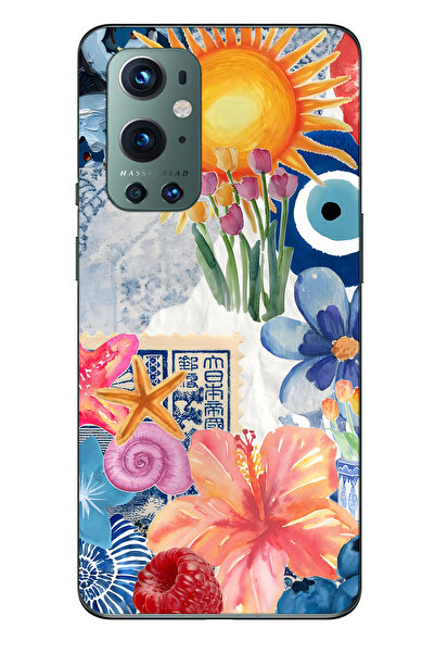 FLAMENKO حافظة هاتف شفافة متوافقة مع One Plus 9 Pro من Sun Flowers و Evil Eye...