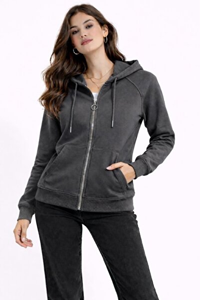 CGA Дамска суитшърт с качулка и цип Раглан ръкави Суитшърт с цип