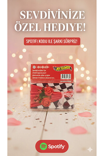 sera3d Kişiye Özel Spotify Barkodlu Şarkı Sürprizli Mini Gül Buketi - Sevgili...