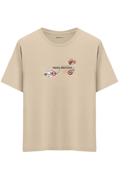 BetterThanCo Opsednut putovanjima Štampano okrugla kragna Oversize kroj T-shirt