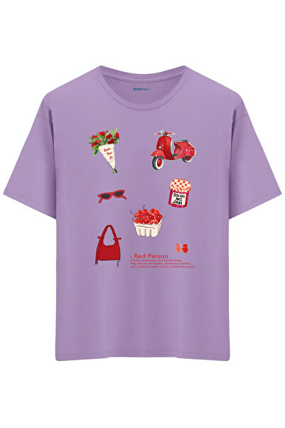 BetterThanCo Μπλουζάκι Red Person με τύπωμα Crew Neck oversized