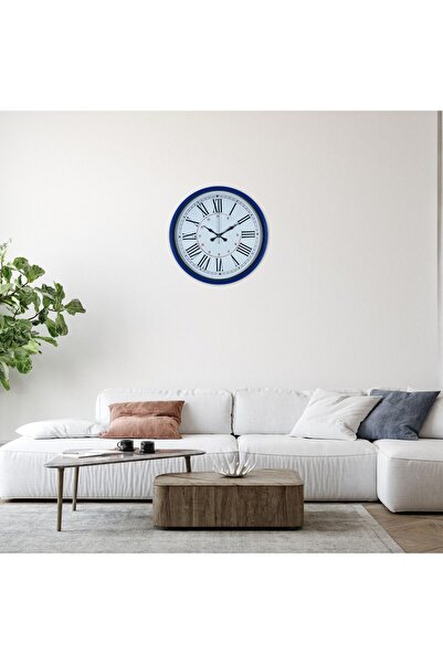 Lunaev ساعة حائط مزخرفة باللون الأزرق الداكن مقاس 36 سم