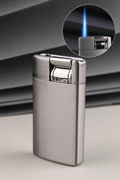 Silvio Monetti Mandallı Özel Tasarım Güçlü Torch Metalik Gri Gazlı Çakmak CAK...