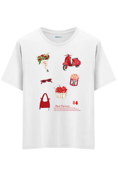 BetterThanCo Μπλουζάκι Red Person με τύπωμα Crew Neck oversized