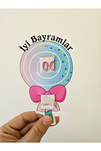 DESİGN 10 Adet Lolipop Bayram Harçlık Kartı.