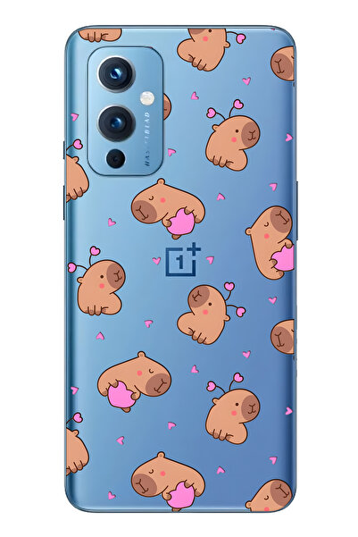 FLAMENKO حافظة هاتف شفافة لطيفة متوافقة مع One Plus 9 من نوع Capybara منقوش