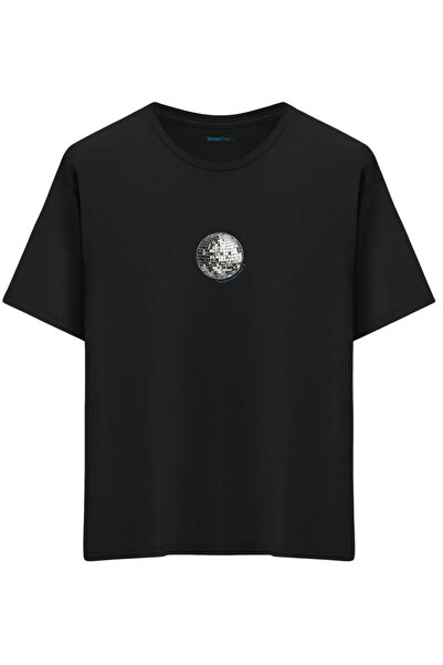 BetterThanCo تي شيرت ديسكو مطبوع بياقة دائرية ومقاس كبير