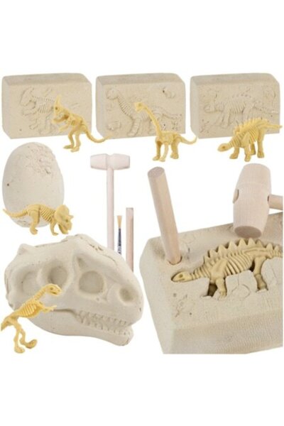KRUZZEL Set de excavații fosile pentru copii, 5 dinozauri, multicolor, 5,5x8cm