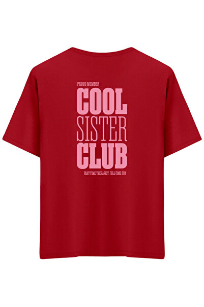 BetterThanCo Cool Sister Club Printed Crew Neck Oversized T-Shirt