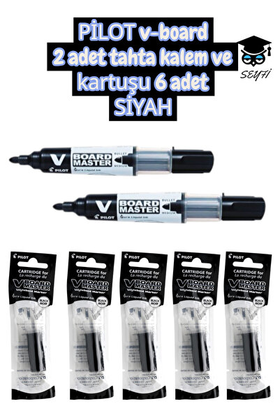 SEYFİKİRTASİYE PİLOT v-board 2 adet tahta kalem ve kartuşu 6 adet