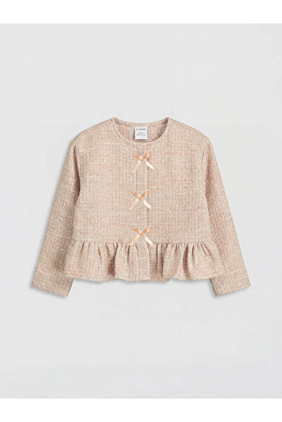 LC Waikiki Lcw Kids Orange Crew Neck Girls' Tweed Jacket