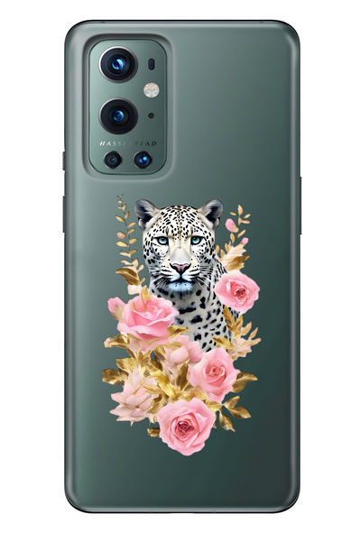 FLAMENKO حافظة هاتف شفافة متوافقة مع One Plus 9 Pro من نوع Leopard وPink Rose...