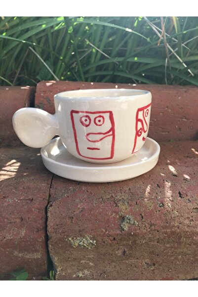 seramikanaz Handmade Ceramic Coffee Cup with Facial Expressions