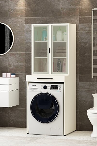 Avmpark Mila Banyo_Dolabı Çerçeve Kapaklı Çamaşır-Kurutma Makinesi Dolabı