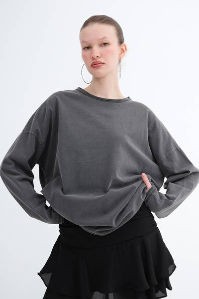 Addax Μακρυμάνικο μπλουζάκι με εφέ ξεθώριασματος B10605