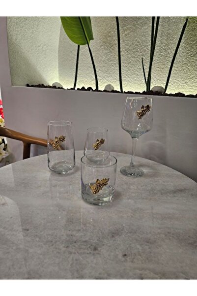 MİMSEGÜN DEKOR Gold Grape Figure Whisky Glass Single