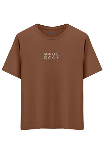 BetterThanCo Μπλουζάκι Mom Life με τύπωμα Crew Neck oversized