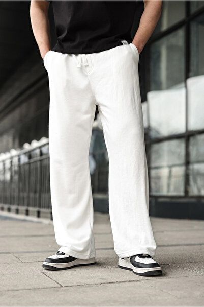 Madmext Ecru Relaxed Fit Wide-Leg Men's Sweatpants E6589
