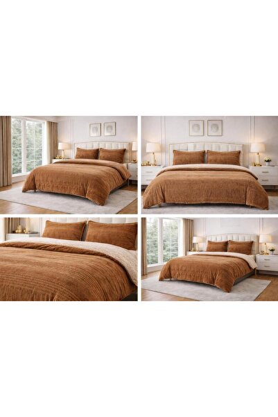 Rovitech Set de lenjerie de pat dublu, Cocolino, 200 x 230 cm, 4 piese, maro