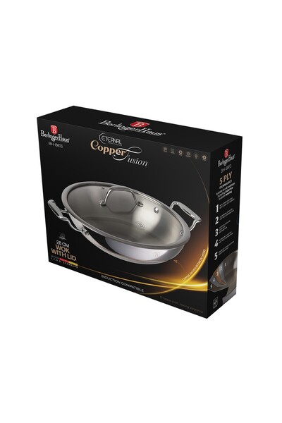 Berlinger Haus Stainless Steel Wok with Lid 28 cm, BH 8813, Copper Collection