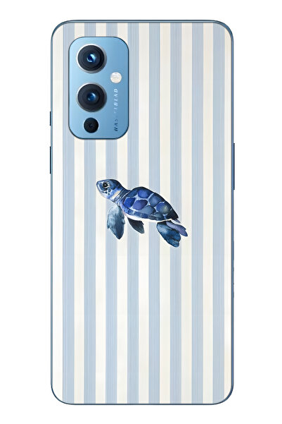 FLAMENKO حافظة هاتف شفافة متوافقة مع One Plus 9 Sea Turtle منقوش