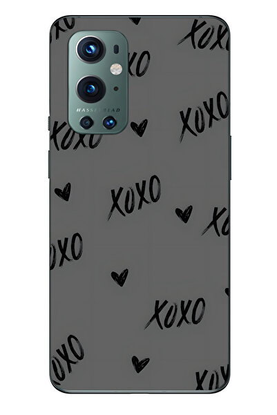 FLAMENKO حافظة هاتف شفافة XOXO منقوش متوافقة مع One Plus 9 Pro