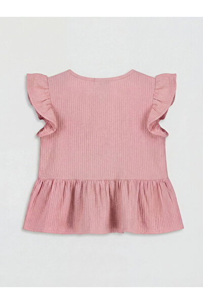 LC Waikiki Crew Neck Ruffled Muslin Girls' Shirt
