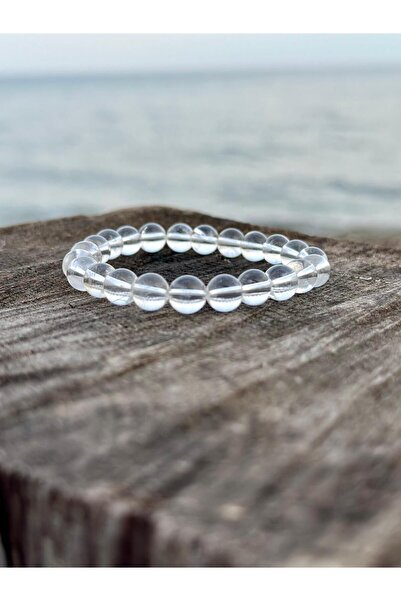 Zodyak Doğal Taş 8 mm Crystal Quartz Stone Men's Women's Natural Stone Bracel...