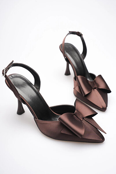 Generic Brand Women's Bitter Brown Bowknot Satin Slingback Heeled Shoes Tr40M...