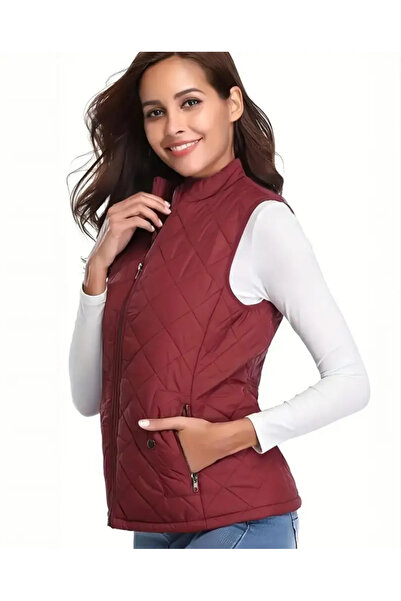 PEUR RIDER SHOP Peur Rider Quilted Khaki Green Color Pocketed Women's Vest