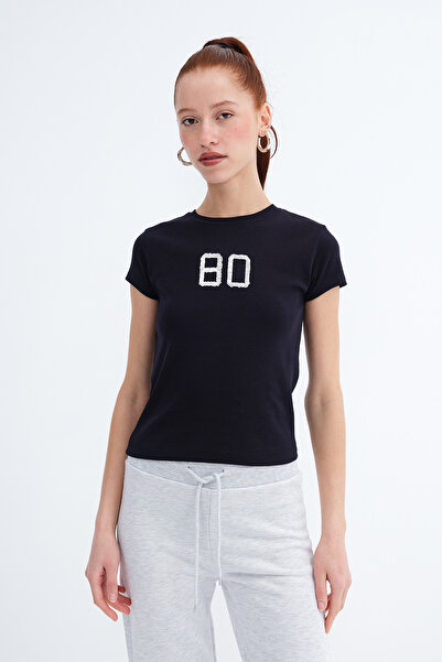 Addax Sequin Embroidered T-Shirt P10671