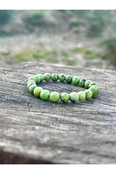 Zodyak Doğal Taş 8 mm Canada Jade Stone Men Women Natural Stone Bracelet a Qu...