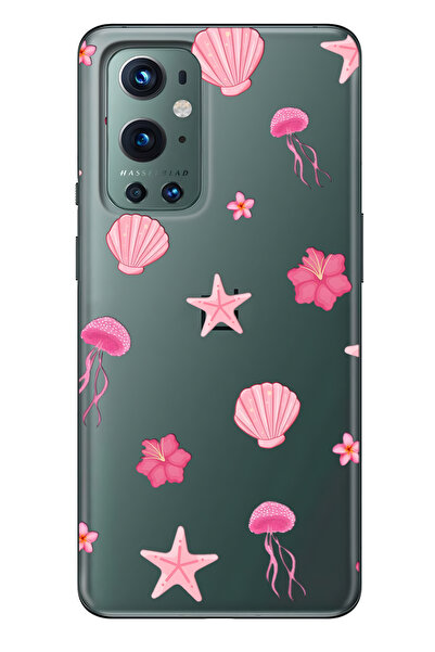 FLAMENKO حافظة هاتف شفافة متوافقة مع One Plus 9 Pro باللون الوردي Sea Theme م...