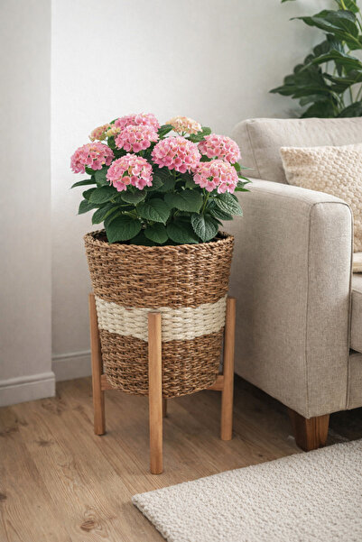 ADA Ahşap oyma ve çerçevecilik Hasır Saksı Standlı