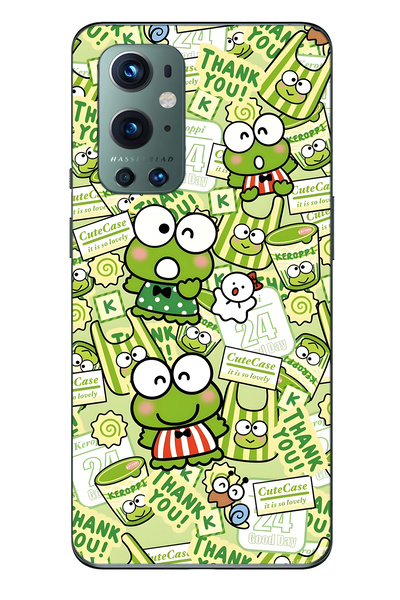 FLAMENKO حافظة هاتف شفافة لطيفة من نوع Frog منقوش متوافقة مع One Plus 9 Pro