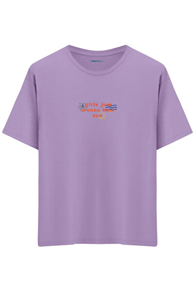 BetterThanCo Τα κορίτσια απλά θέλουν να έχουν ήλιο με τύπωμα Bisiklet Yaka ov...