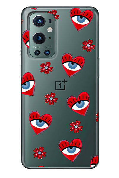 FLAMENKO حافظة هاتف شفافة متوافقة مع One Plus 9 Pro من نوع Hearted Evil Eye م...